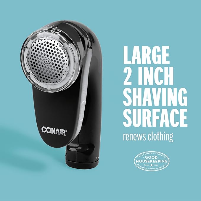 Conair Fabric Shaver and Lint Remover, Rechargeable Portable Fabric Shaver, Black