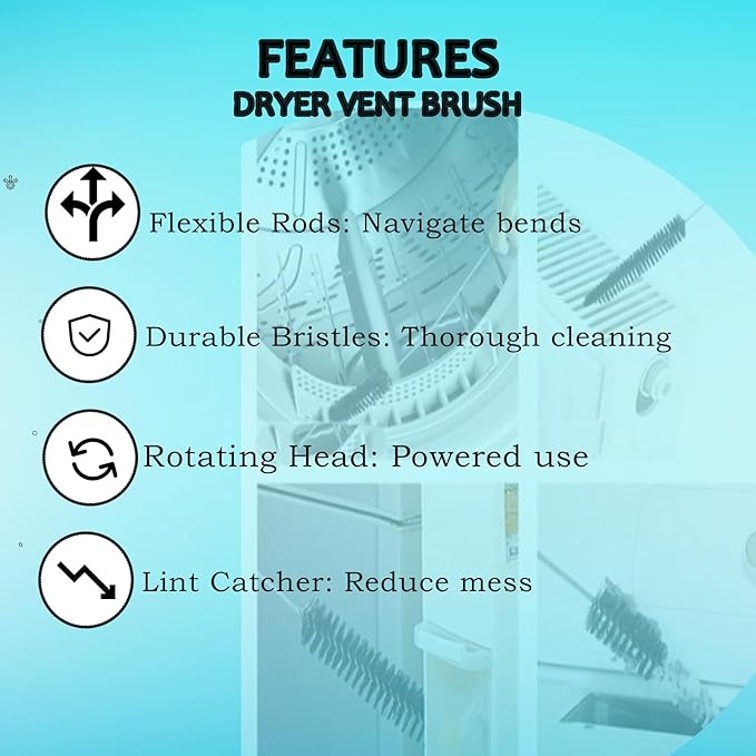 Dryer Vent Cleaner Kit (3-Pack): Flexible Extra Long Lint Brush & Refrigerator Coil Brush - Professional Dust & Pet Hair Remover for Appliance Cleaning.