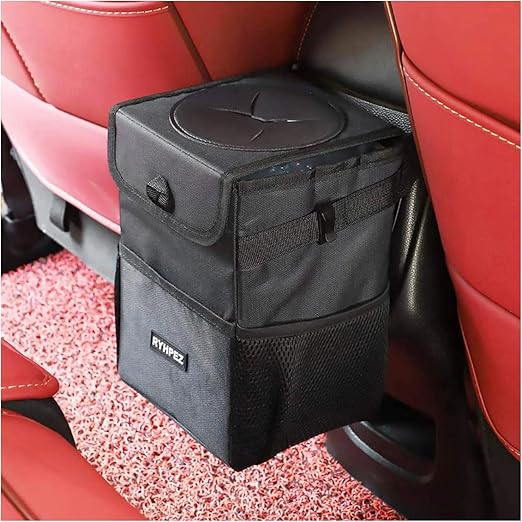 Ryhpez Car Trash Can with Lid, Hanging Trash Bin Car Garbage Can, Leakproof
