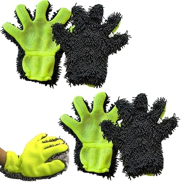 4 Pcs Microfiber Car Wash Mitts - Car Wash Mitt Microfiber Scratch Free,Premium Chenille Ultra-Soft,Car Wash Supplies，5-