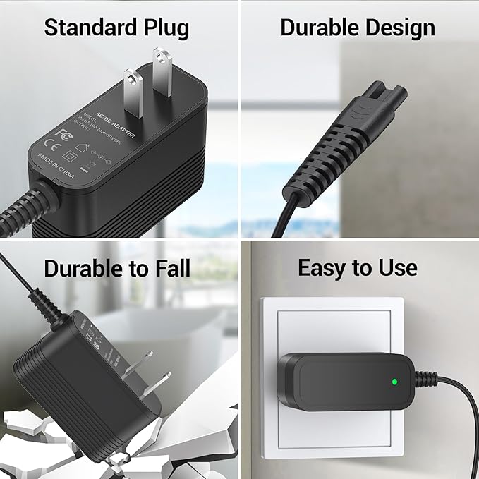 Charger for KHelfer Kh8 Pro Electric Spin Scrubber Compatible with Kh8 Series Kh1 Pro Kh2 KH8W KH8B KH8G Power Scrubber DC 9V AC Adapter