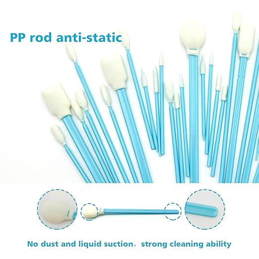 Lint-Free Foam Swab Sticks (9 Types 33 Pcs), Foam Tip Cleaning Swab Kit for Optical Instruments, Camera Lenses, Electronic Equipment, Car Detailing, Inkjet Printer Print Heads