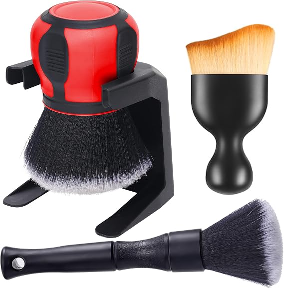 Car Ultra Soft Bristles Detailing Brushes, Curveball XL Synthetic Brushes, Interior Dusting Brush with Storage Rack, Aut