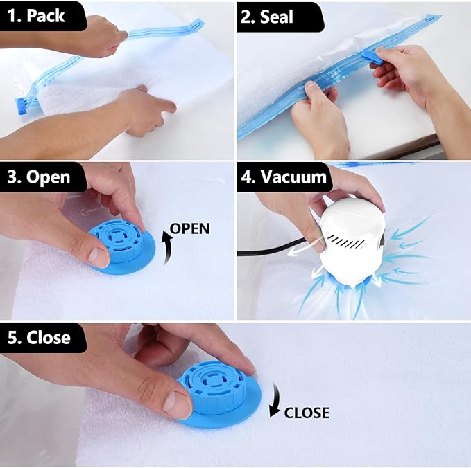 Electric Pump for Vacuum Storage Bags Travel Vacuum Pump for Various Vacuum Seal Bags Portable Vacpack Air Pump for Compression Clothing Blanket Luggage White(Storage Bag Not Included)