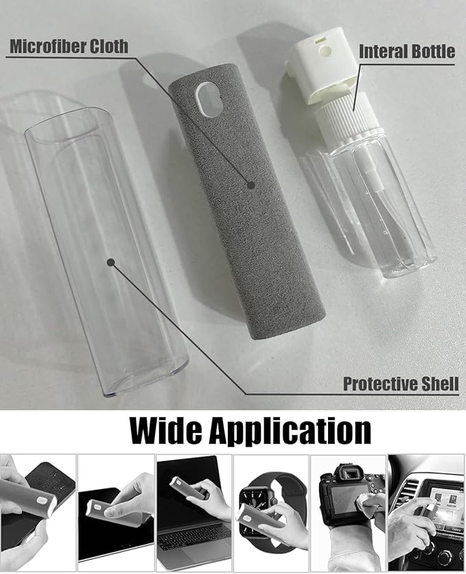 Screen Cleaner Car Screen Cleaner Spray and Wipe Mini Cleaning Kit for Travel Car Display iPhone iPad Computer Laptop Tablet MacBook Cell Phone Eyeglasses