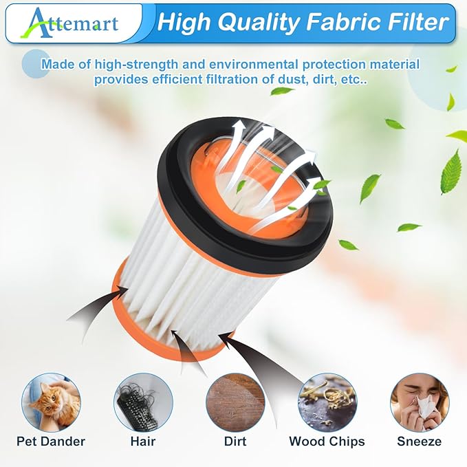8 Pack WV201 Filter Replacement for Shark Wandvac ION W1 S87 Fabric Cordless Handheld Vacuum WV200 WV201 WV201CO WV205 WV220 WV203C WV221 WV250 WV251 UV200CCO. Compare to Part #XHFWV200
