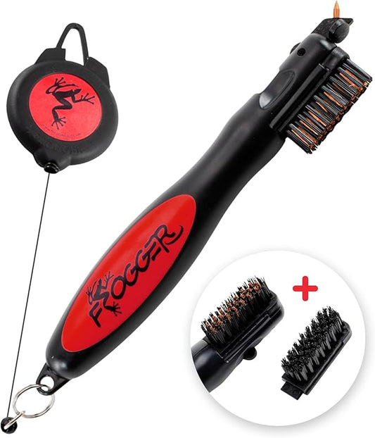 Frogger BrushPro Golf Club Cleaner with Ergonomic Grip and 2.5 ft. Retractable Cord - Sturdy Golf Club Brush and Groove Cleaner for Golfers