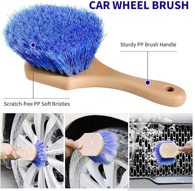 Wontolf 62'' Car Wash Brush With Long Handle - Chenille Microfiber Mop Mitt, Cleaning Kit, Windshield Window Squeegee, Duster, Microfiber Towels, Wheel Tire Brush for Cars, RV, Truck, Boat