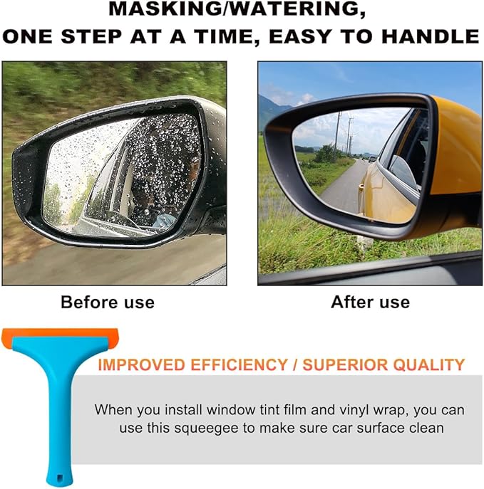 KVAEY Small Silicone Window Squeegee, 5.9 Inch Car Windshield Water Blade Squeegee with Non-Slip Handle, All-Purpose Cleaning Squeegee for Car Windshield, Window, Mirror (Blue)