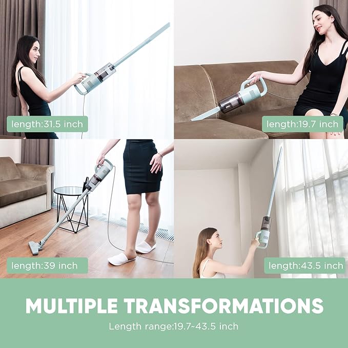 KEROMEE Stick Vacuum Cleaner, Corded Handheld Vacuum Cleaner Mini Electric Broom for Pet Hair Hardwood Floor Cat Litter Cleaning (13ft-Cord)