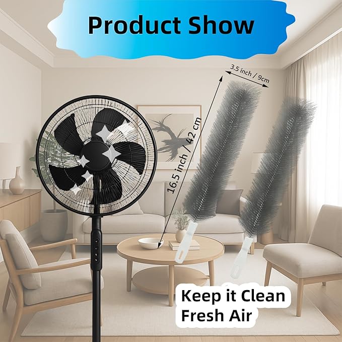 Fan Cleaning Brush, Bendable Fan Duster Fans Cleaner for Your Electric Fans Reusable Dust Cleaner Microfiber Head Dusting Brush for Air Conditioning, Home Car Vents, Curtain, Shutters 2 Pcs Grey