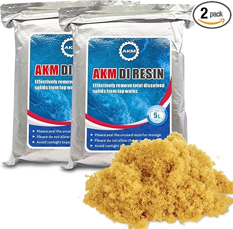 AKM Mixed Bed Deionized Di Resin Filter Fill, Use for Spotless Car Wash System Filter Change, 10 Liters(5 Liters x 2)
