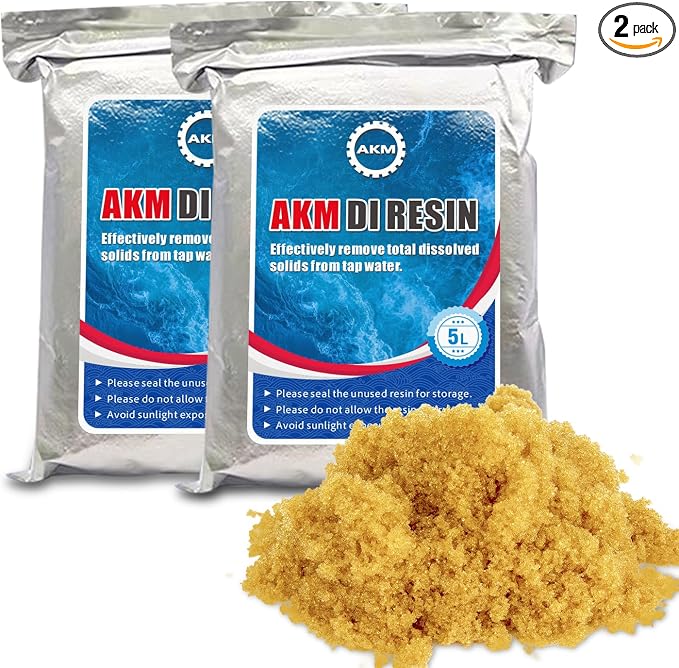 AKM Mixed Bed Deionized Di Resin Filter Fill, Use for Spotless Car Wash System Filter Change, 10 Liters(5 Liters x 2)