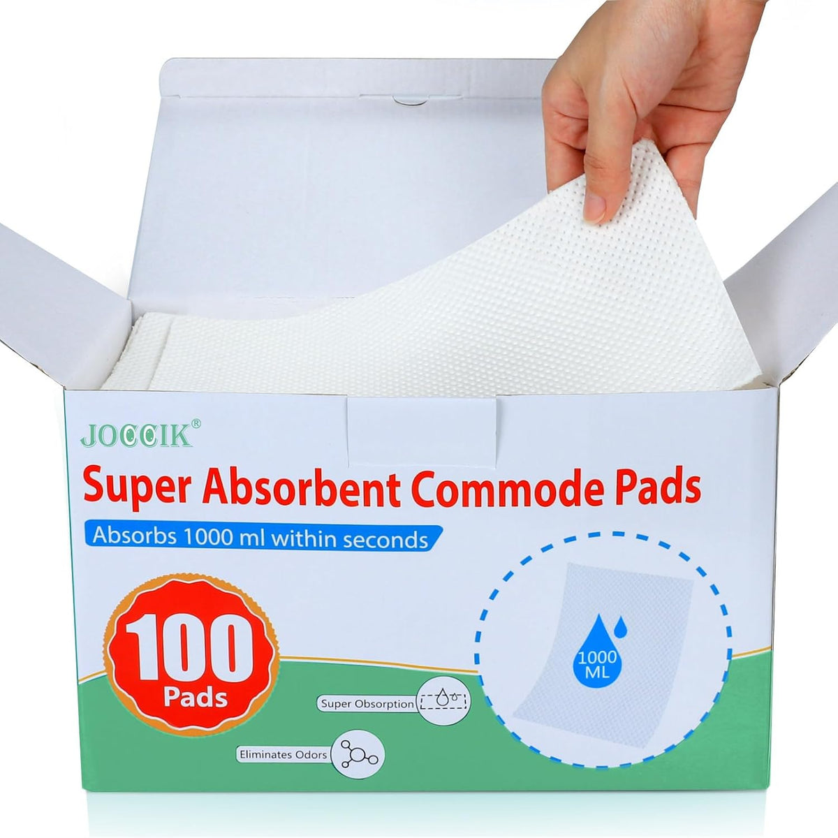 Super Absorbent Commode Pads for Bedside Toilet Chair Buckets and Bedpans | Value Pack of 100