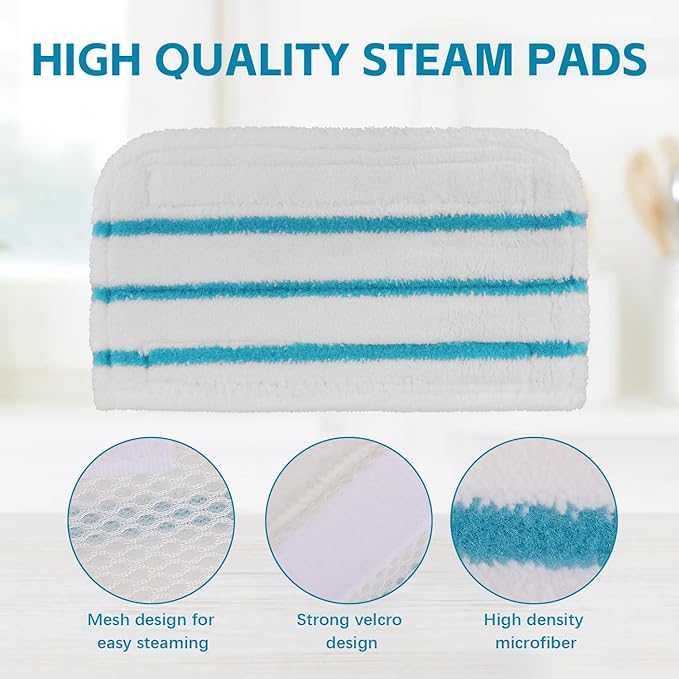 Steam Mop Pads Compatible with Black+Decker Steam Mop SM1600, SM1610, SM1620, HSM13E1, HSMC1300FX, HSMC1321, HSMC1361SG SMP20 - Washable Pads Replacement for Floor Cleaning - 8Pack
