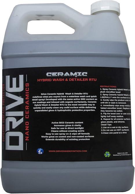 Ceramic Infused Waterless Wet Or Dry Wash & Gloss (1 Gallon) Perfect for Cars, Boats, RVs, Motorcycles. Safe for Chrome,