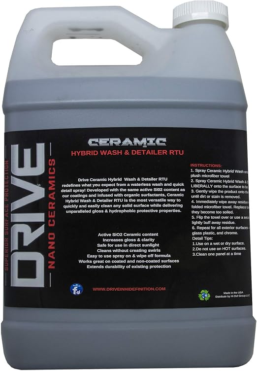Ceramic Infused Waterless Wet Or Dry Wash & Gloss (1 Gallon) Perfect for Cars, Boats, RVs, Motorcycles. Safe for Chrome,