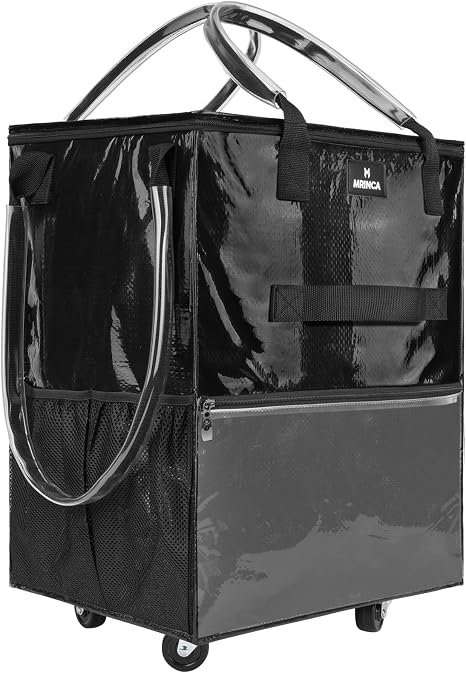 Large Reusable Grocery Bag On 5 Wheels, 130L Foldable Rolling Tote Bag