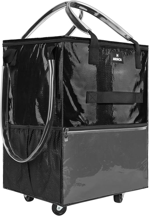 Large Reusable Grocery Bag On 5 Wheels, 130L Foldable Rolling Tote Bag
