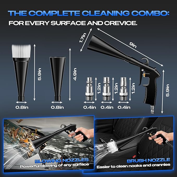 Detailing Car Cleaning Gun Interior Dryer Air Blow Gun, High Pressure Blower Gun, Car Detailing Tools for Quickly Blowing Out Dirt and DustWorking with Air