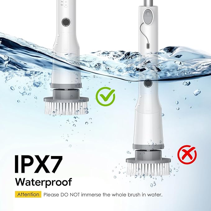 Sorpci Electric Spin Scrubber, 2026 New Cordless Cleaning Brush, Shower Cleaning Brush with 7 Replaceable Brush Heads, Power Scrubber 3 Adjustable Speeds, Detachable Long Handle & IPX7 Waterproof