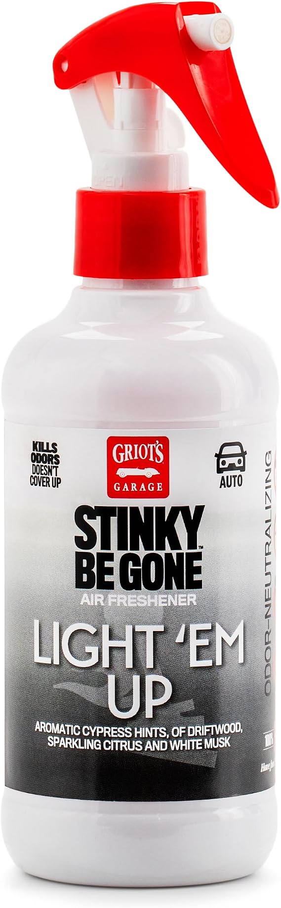 Griot's Garage Stinky-Be-Gone Light 'Em Up Air Freshener Spray – Odor Remover for Cars, Trucks, and SUVs on Carpets, Flo