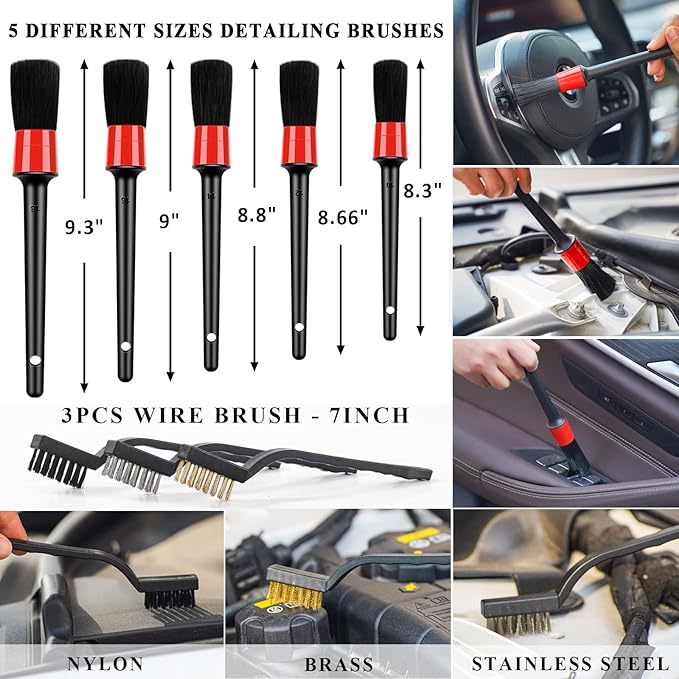 33Pcs Car Wash Detailing Kit Cleaning Kits with Foam Gun Sprayer Brush Large Wash Mitt Towels Complete Interior Exterior Car Washing Supply Set Blue
