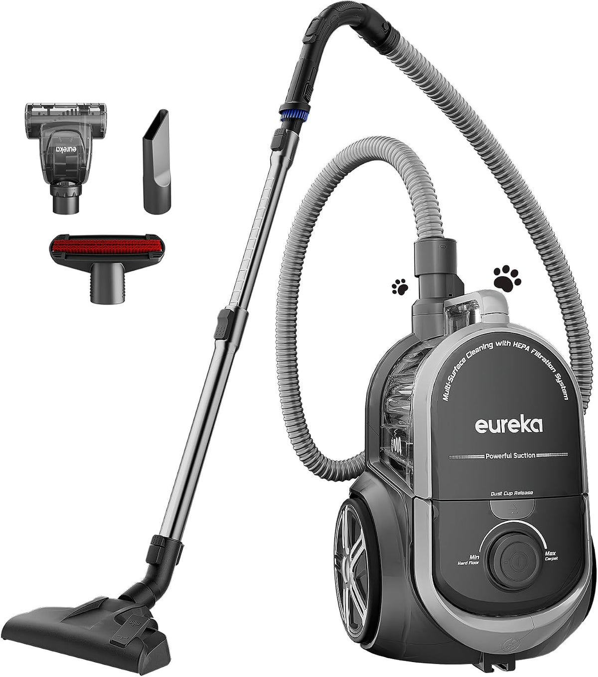 Eureka Bagless Canister Vacuum Cleaner, Vacuum for Hardwood Floor, Carpet