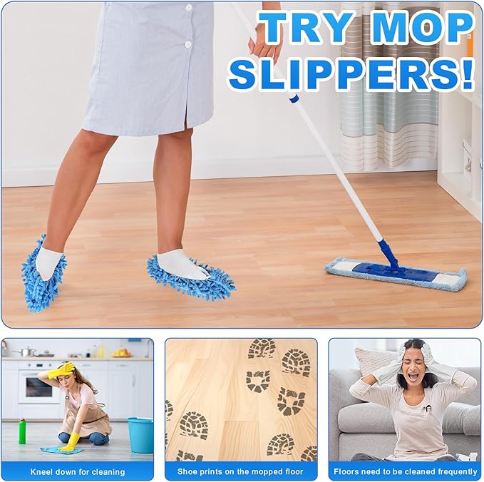 Mop Slippers Shoes 15 Pairs (30 Pieces) - Microfiber Cleaning House Mop Slippers, Floor Cleaning Tools Shoe Cover, Soft Machine Washable Reusable Microfiber Foot Socks for House Kitchen Office