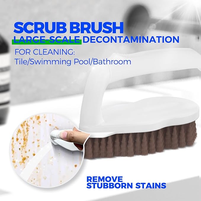 Holikme 7 Pack Deep Cleaning Brush Set, Scrub Brush, Grout Brush, Pool Brush, Scrub Pads with Scraper Tip Scouring Pads, for Pool Walls, Bathroom, Floor, Bike, Tub, Shower and Kitchen Surface (Brown)
