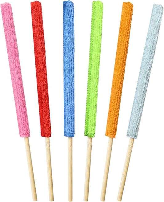 6 Pcs Mini Dusters for Cleaning Microfiber Detail Duster Sticks Fan Cleaning Brush Crevice Cleaning Tool AC Vent Cleaner Fan Blade Cleaner Dusters for Cleaning Home Car Window Blind