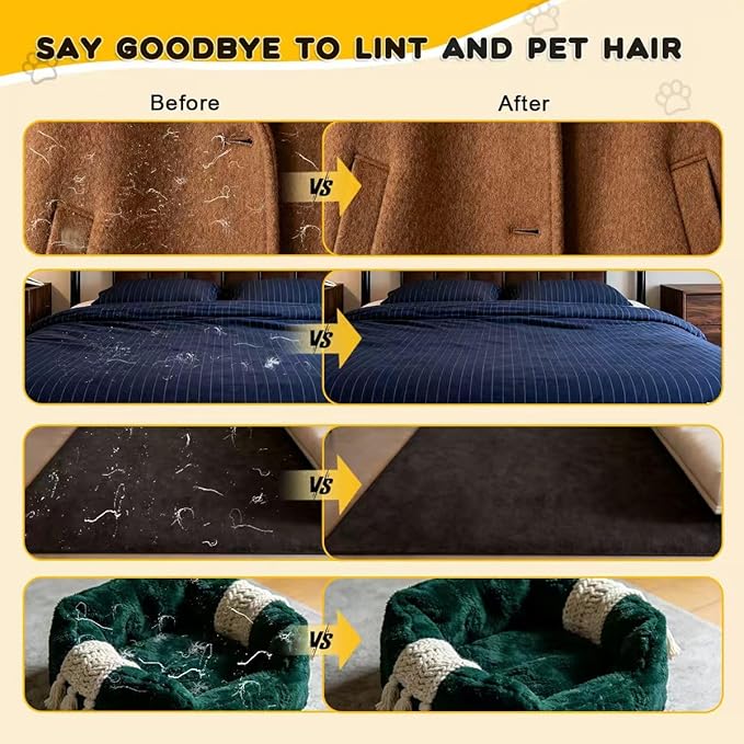 Electrostatic Pet Hair Removal Gloves: Quick Wiping - Reusable & Washable for Sofa Clothing Pet Beds Effortless Cats & Dogs Hair Remover for Busy Pet Owners (3pcs-Black)