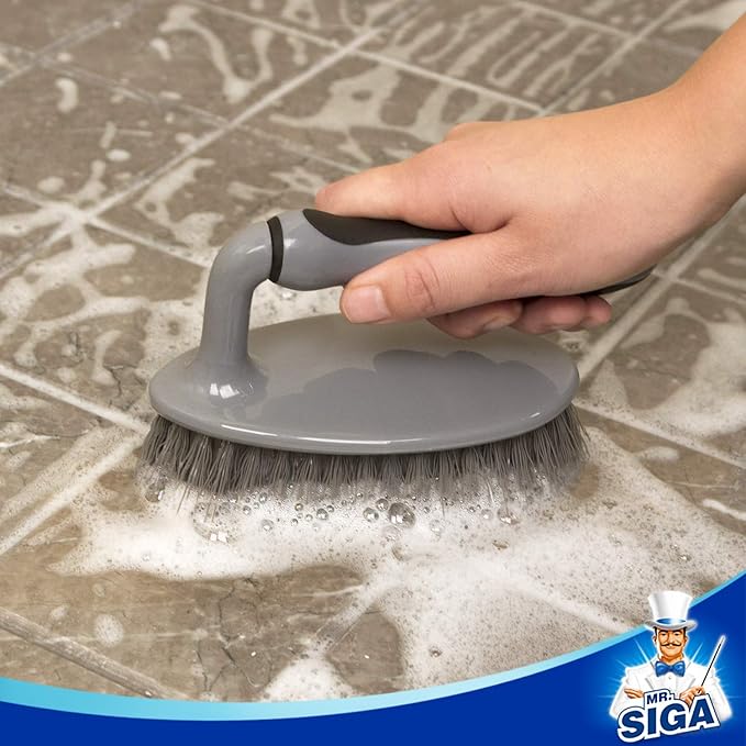 MR.SIGA Heavy Duty Scrub Brush with Comfortable Grip, Cleaning Brush for Bathroom, Shower, Sink, Floor, 2-Pack