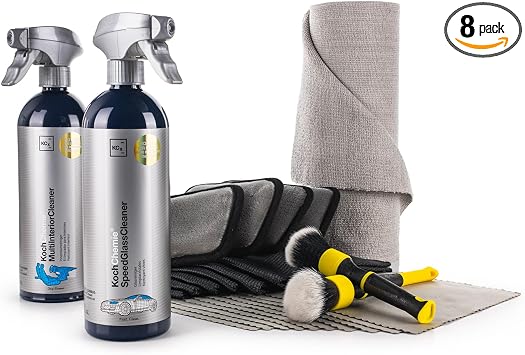 The Rag Company - Complete Interior Kit - Includes Glass & Car Interior Cleaners, Brushes, Rags, Buttersoft Cloths, Glas