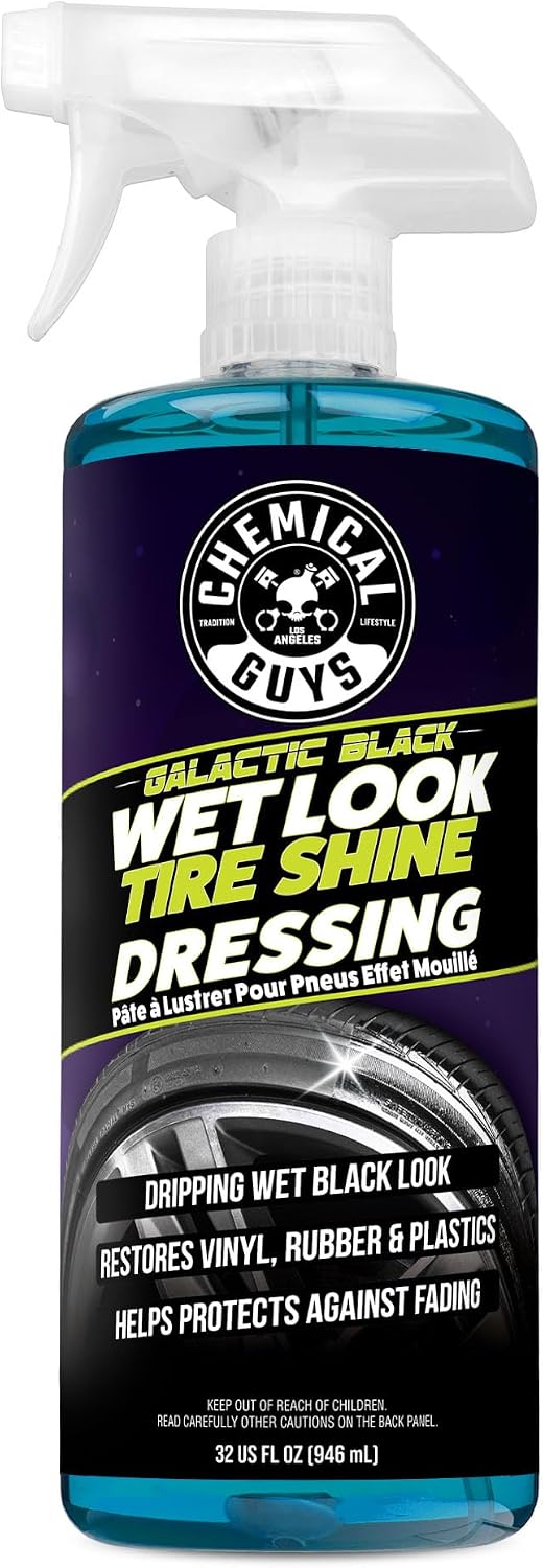 Galactic Black Wet Look Tire Shine Dressing, Black, 32 oz - Cleanova