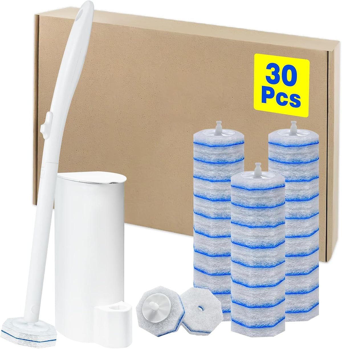 Disposable Toilet Brush and Holder Set, with 30 PCS Brush Head for Clorox.
