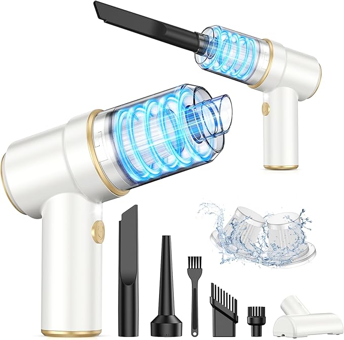 KMM Handheld Car Vacuum Cleaner, 9000PA Vacuum Cleaner & Air Duster, 120W High Power Vacuum Portable Cordless, Hand Held Vacuum Rechargeable with Multi-Nozzles & LED Light for Home, Car, Office
