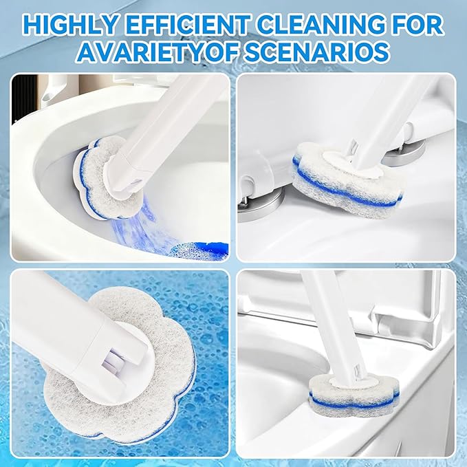Disposable Toilet Brush with 48 Refills,Toilet Bowl Cleaner,Toilet Cleaning Supplies,Toilet Bowl Brush,Toilet Cleaner Brush,Toilet Brush with Holder for Cleaning and Hygienic (New White)