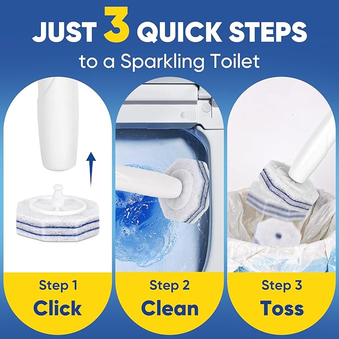 30Ct Aromative Toilet Brush Refills, Toilet Bowl Cleaner Refills, Double-Layer Cleaning Pads Added, Disposable Refill Heads for Toilet Bowl Cleaner Wands, 6 Flavors（Patented）