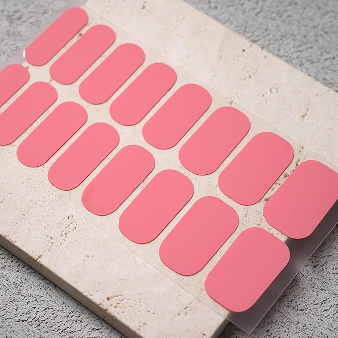 Nail Polish Strips, 32PCS Salon Quality Wraps, Long Lasting Gel Nail Stickers for Women Easy Apply& Remove (Soft Peach Solid)