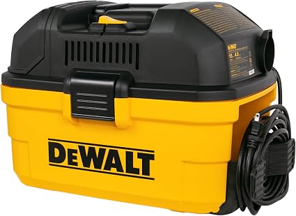 DEWALT DXV04T 4 Gallon 5 Peak HP Portable Corded Wet/Dry Shop Vacuum