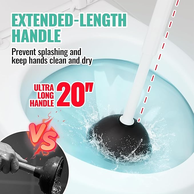 3PACK 4 in 1 Toilet Brush and Plunger Set with Crevice Cleaning Brush, Toilet Plunger and Brush Set with Extra Long Handle, Plungers for Bathroom Accessories, Toilet Plunger with Holder, White