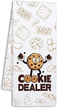 Funny Cookie Baking Kitchen Towels, Cookie Dealer, Decorative Dish Towels for Kitchen Bakery, Baking Gifts for Women Bak