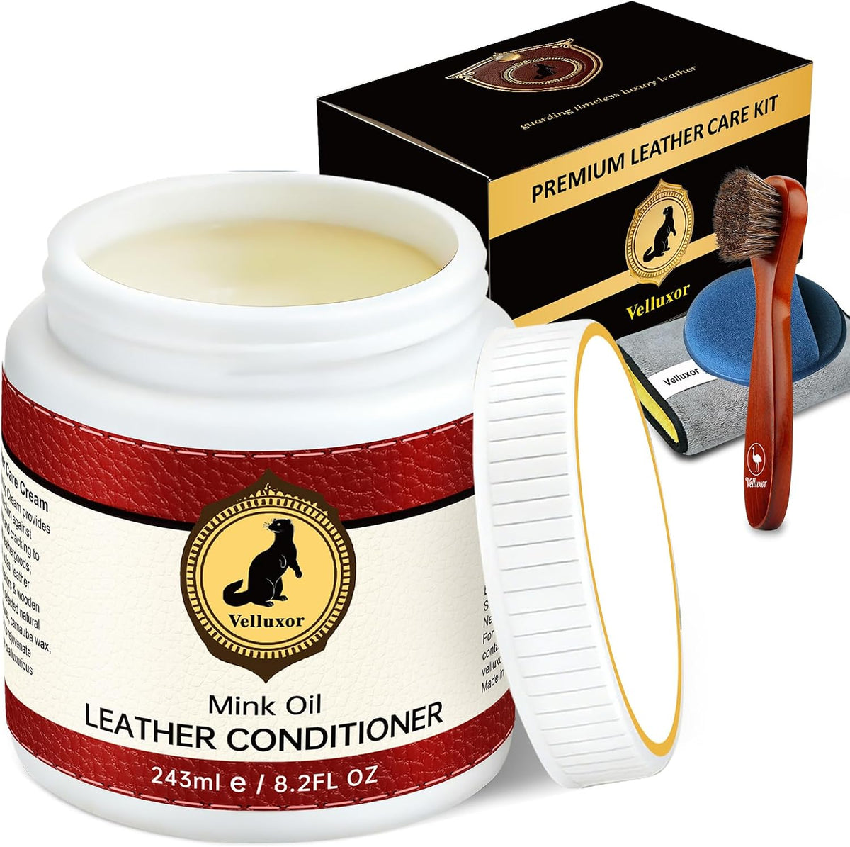 4-in-1 Natural Mink Oil 8.2oz Leather Cleaner and Conditioner, Premium Waterproof Soften Restore Formula – Leather Cleaner & Protector for Boots, Shoes, Jackets, Car Interiors, Saddle, Bags