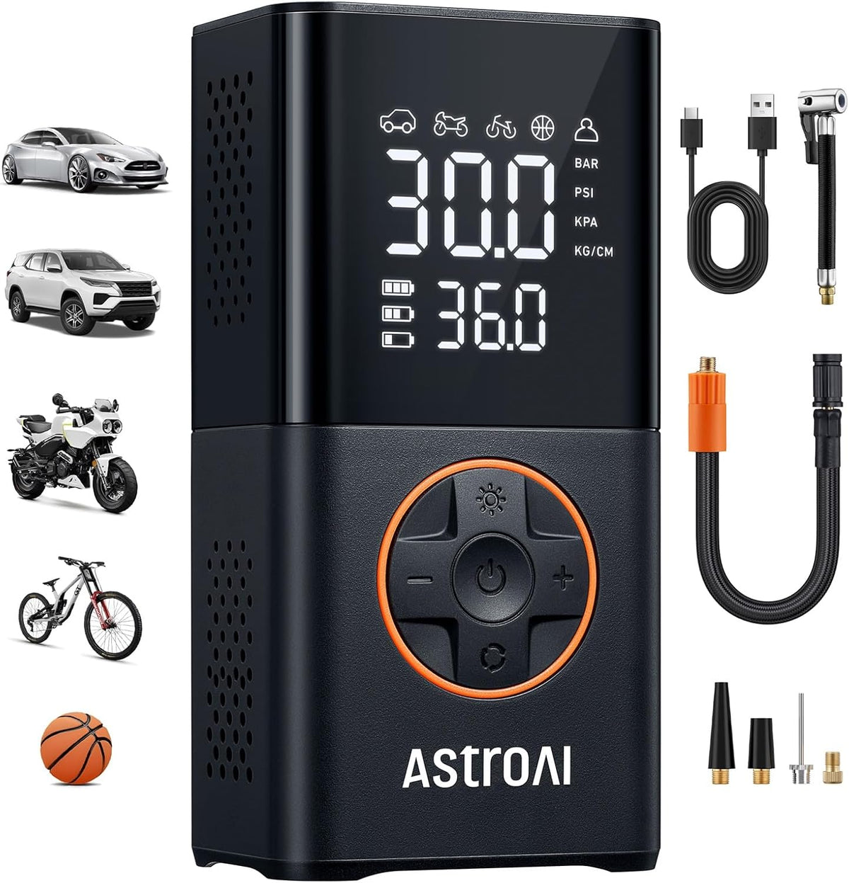 L7 Tire Inflator Portable Air Compressor,150 PSI Cordless Bike Pump