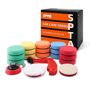 SPTA Drill Polishing Pads Kit, 20pcs 3inch (80mm) Car Foam Polishing Buffing Pads, Wool Pads, Multifunctional Cleaning B