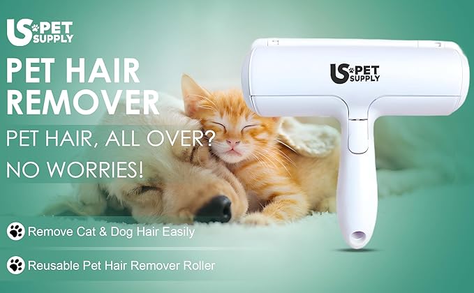 Pet Hair Remover Roller -Reusable, Self Cleaning Lint Roller for Pet Hair Removal on Furniture, Carpets, Clothes & Car Seats-Dog & Cat Hair Remover No Sticky Tapes (White)