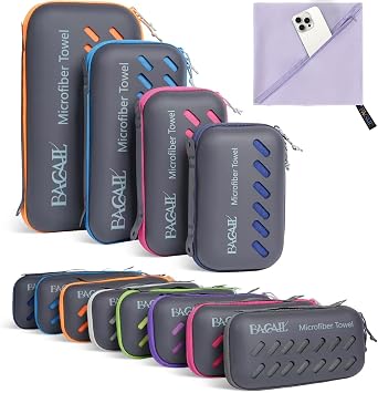 BAGAIL Camping Towel with EVA Case, Compact & Ultra Soft Microfiber Travel Towel - Super Absorbent & Lightweight Quick D