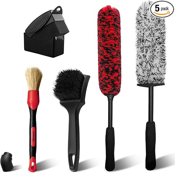 YeewayVeh Wheel Cleaning Kit, 5Pack Bendable Rim Cleaner, Red