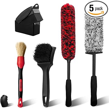 YeewayVeh Wheel Cleaning Kit, 5Pack Bendable Rim Cleaner, Red